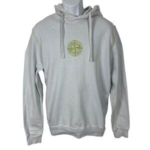Authentic Stone Island Mens Gray Hoodie Large Green Embroidered Logo Jumper
